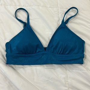 Aerie crinkle bikini top in metallic blue